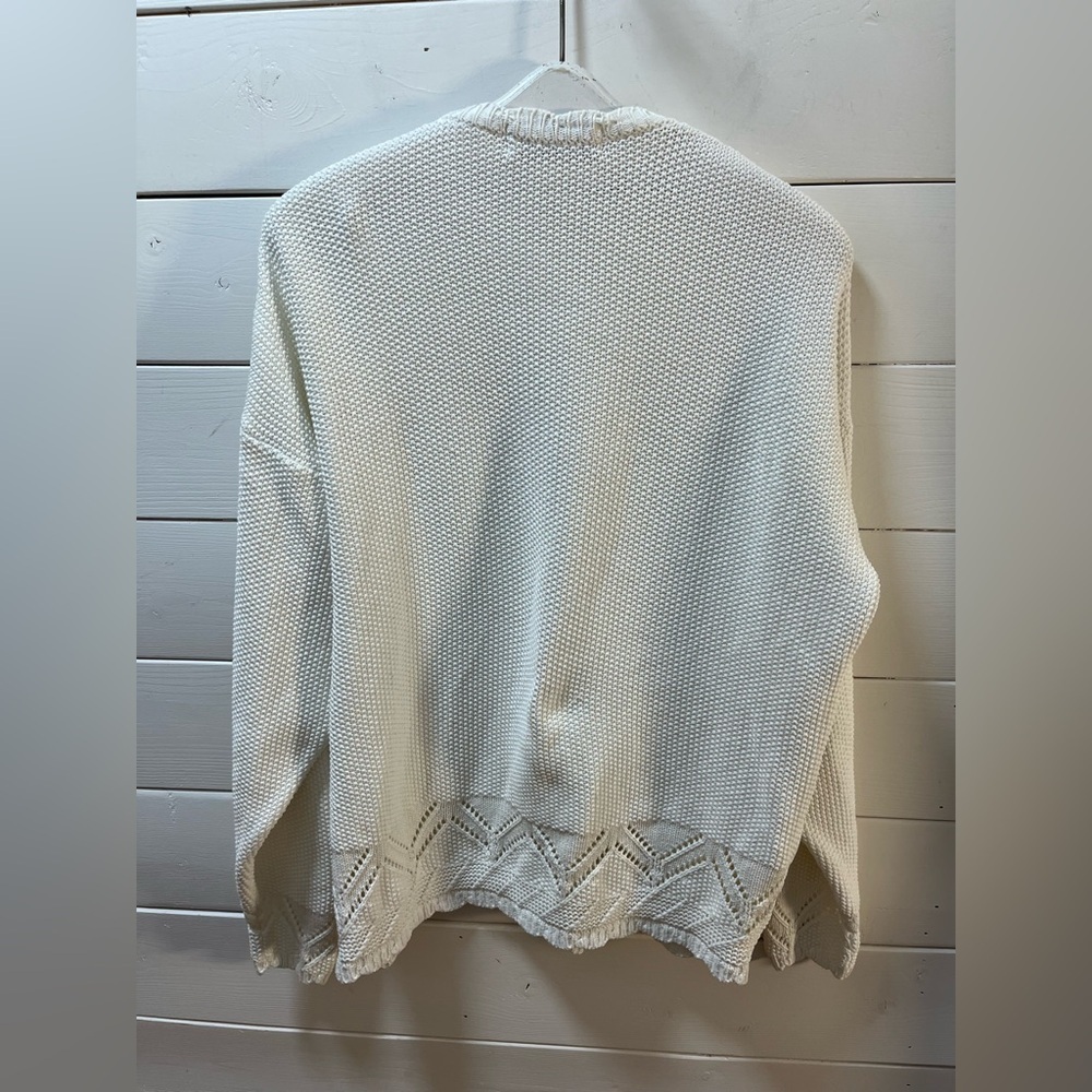 COTTON ROAD VINTAGE – White Cable Knit Cardigan – Oversized L - Picture 9 of 12
